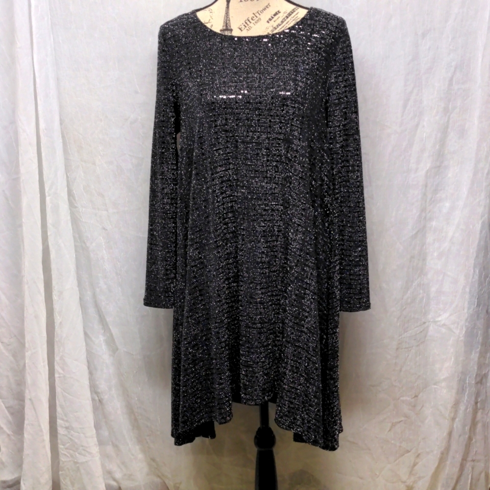 Homecoming Mini Joan Vass Size Medium Sequins Sparkly Evening Fancy Dress Black